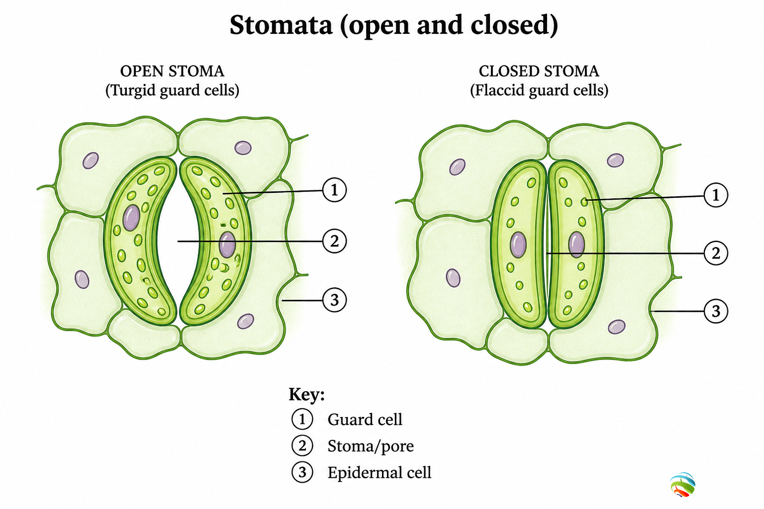 Stomata (open and closed)